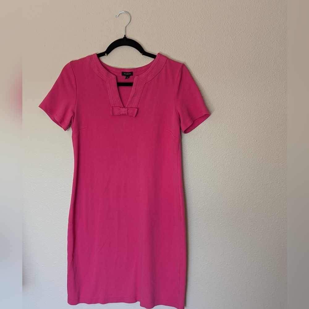 Talbots Pink Sheath Dress Short Sleeved Size S